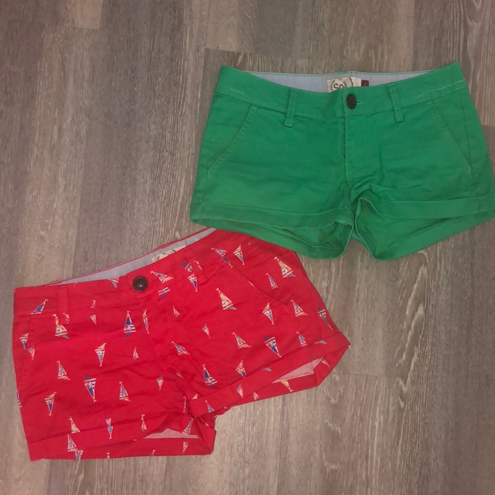 2 for 1 - Cute Juniors Boat Print Shorts and Kelly Green Shorts 🏖